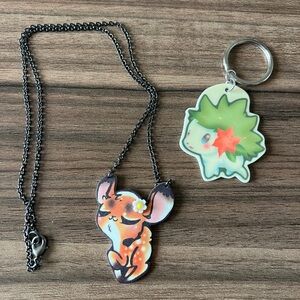 Adorable Cute Creatures Necklace & Keychain Combo